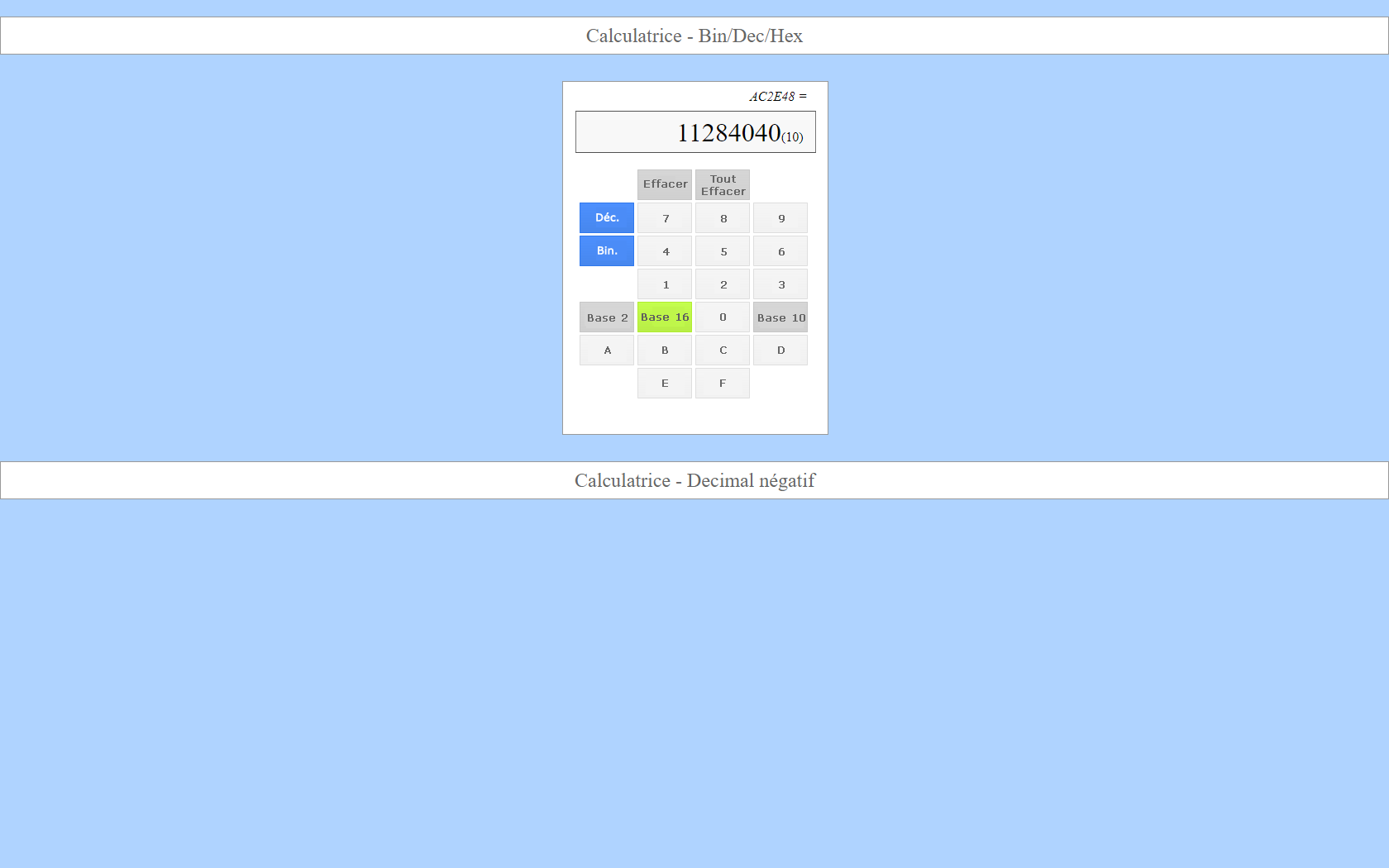 Calculatrice Binaire